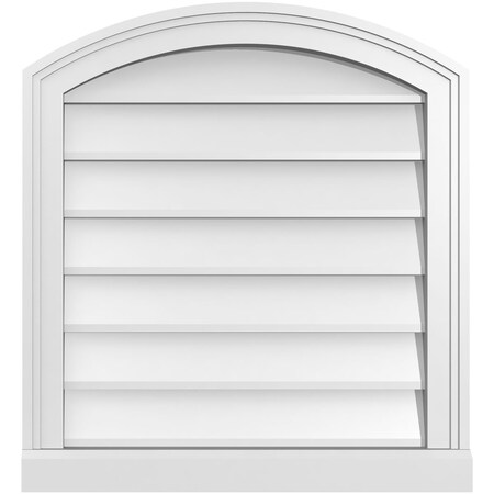Ekena Millwork Arch Top Surface Mount PVC Gable Vent: Functional, w/ 2"W x 2"P Brickmould Sill Frame, 22"W x 24"H GVPAR22X2403SF